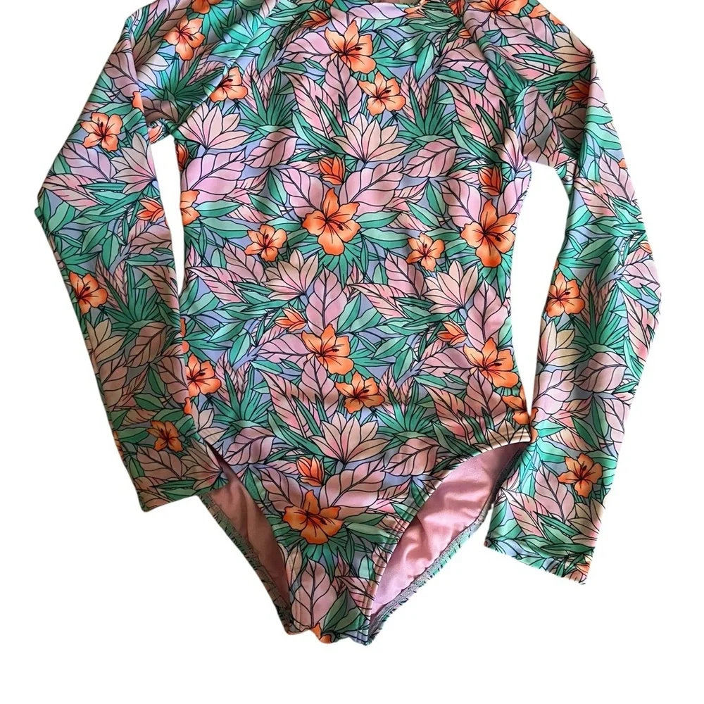Tropical‎ Floral Kids Rashguard Swimsuit